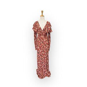 Doen Whistler Maxi Dress Size M Medium Red Terracotta Floral Print